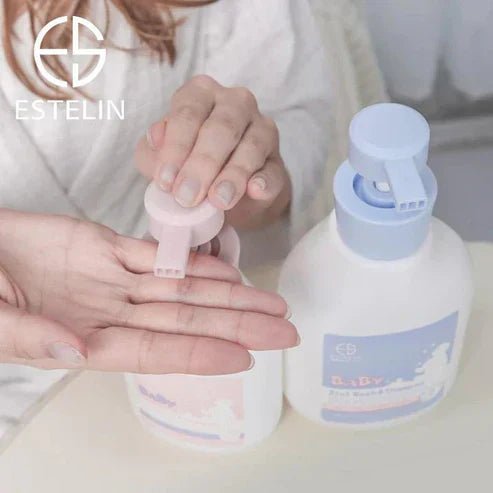 Gentle 2-in-1 baby wash and shampoo by My Store, original formula, in a clear bottle with a flip-top cap, suitable for delicate skin.
