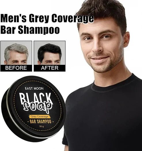 East Moon Black Soap Bar Shampoo by My Store, natural black soap bar for hair cleansing, shown in a close-up image.