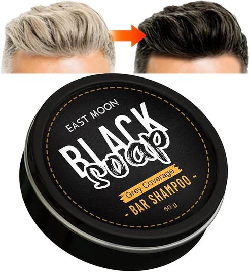East Moon Black Soap Bar Shampoo by My Store, original formula, showing a black soap bar on a neutral background.