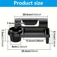 Car armrest with built-in mobile phone holder and cup holder, designed for easy access and secure fit in vehicle interior.