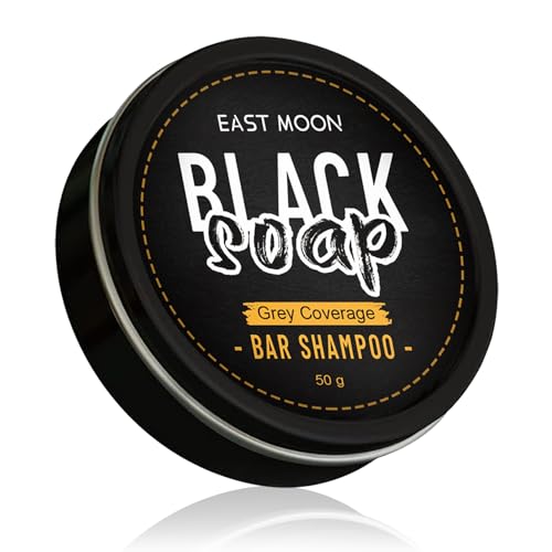 My Store East Moon black soap bar shampoo in a natural black soap bar, showcasing its dark, textured surface for hair cleansing.