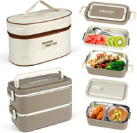 Insulated lunch box set with carry bag from My Store, featuring compartments for food storage and a convenient carrying handle.