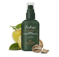 SheaMoisture Men Maracuja Oil and Shea Butter Beard Conditioning Oil in a bottle, designed to nourish and hydrate men's beards.
