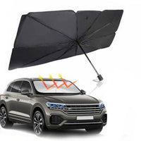 Portable Car Umbrella by Denx, shown covering a vehicle to protect against sun and rain, compact and easy to set up.