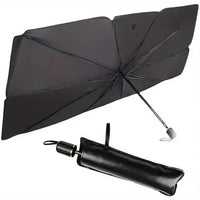 My Store Denx portable car umbrella shielding a parked vehicle from sun and rain, compact and easy to carry.