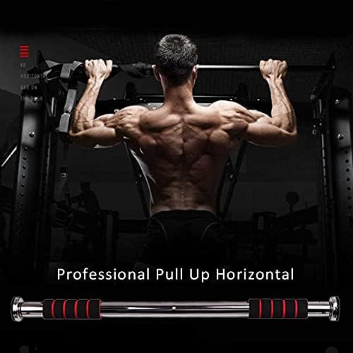 LORDEX doorway gym bar mounted on door frame for pull-ups and exercises, silver metal construction with padding on ends.