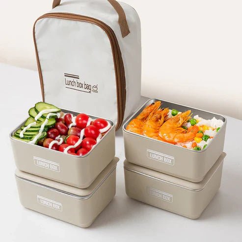 Insulated lunch box set with carry bag by My Store, featuring multiple containers and a comfortable carrying handle.