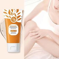 Bright orange TURAS SHOP Brightening Exfoliating Gel with textured gel consistency and vibrant orange packaging.