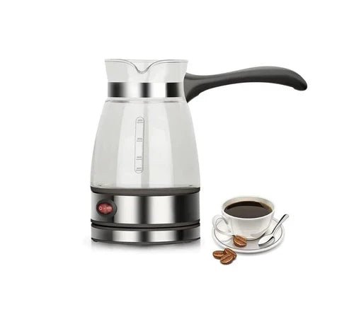 My Store ZK Electric Water Kettle with stainless steel body and black handle, boiling water on a kitchen countertop.